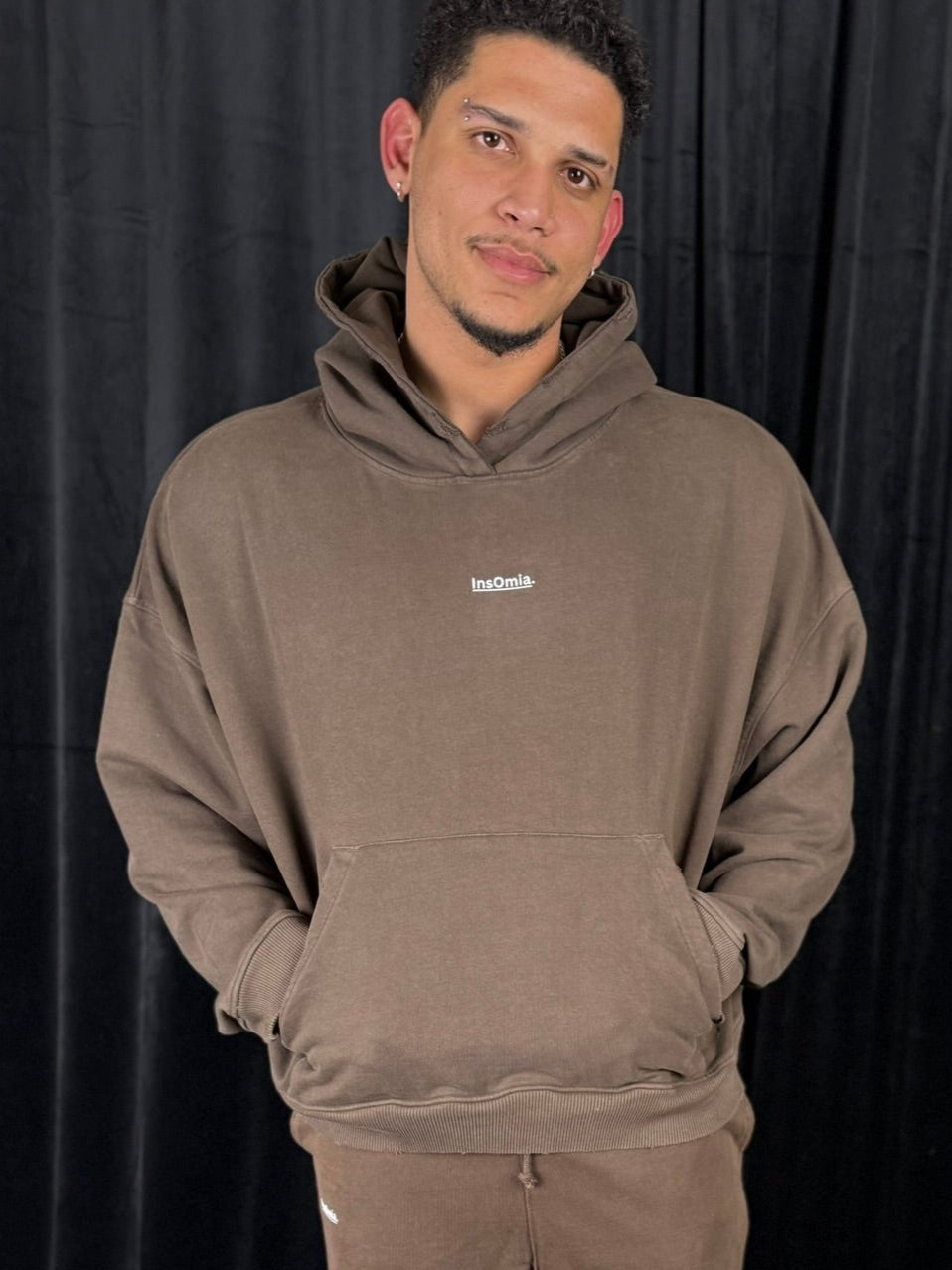 Insomia Signature Heavyweight Oversized Hoodie Color Browm
