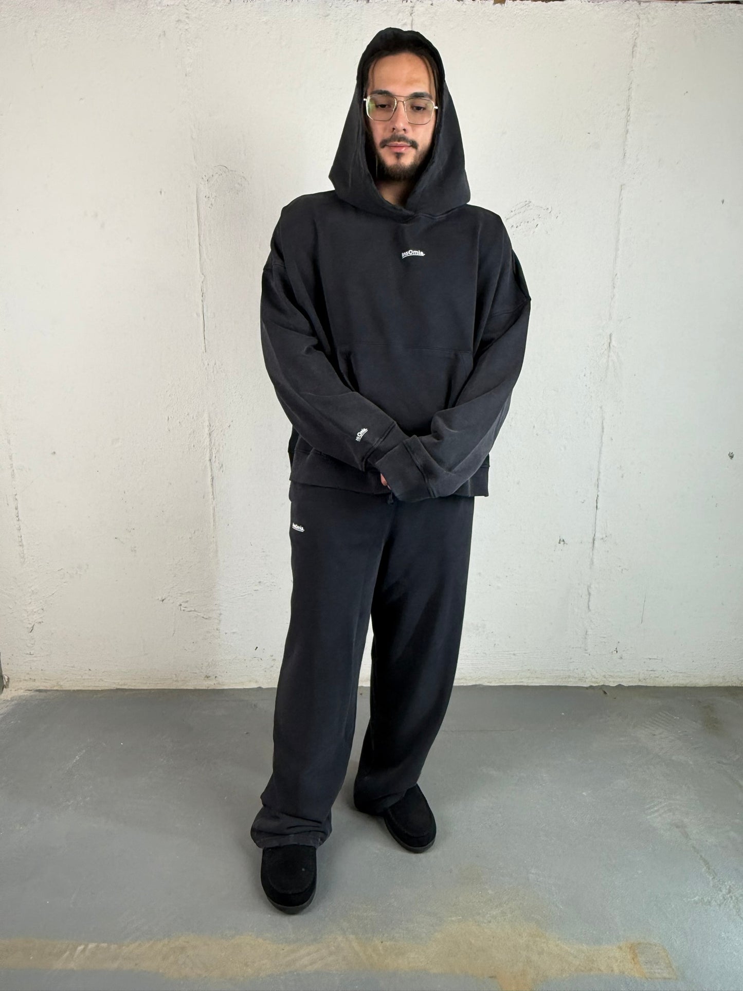 InsOmia Signature Heavyweight Fleece Sweatsuit set, Color Black