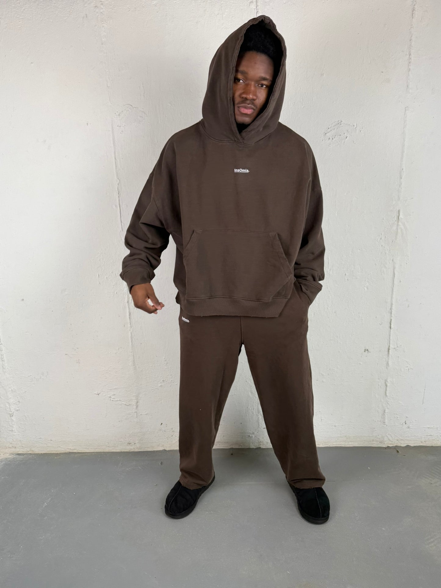 InsOmia Signature Heavyweight Oversized Sweatsuit, set, Color Brown