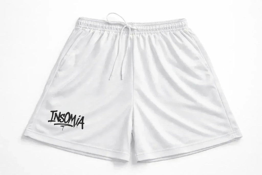 InsOmia mesh short- white(black sign) - InsOmia