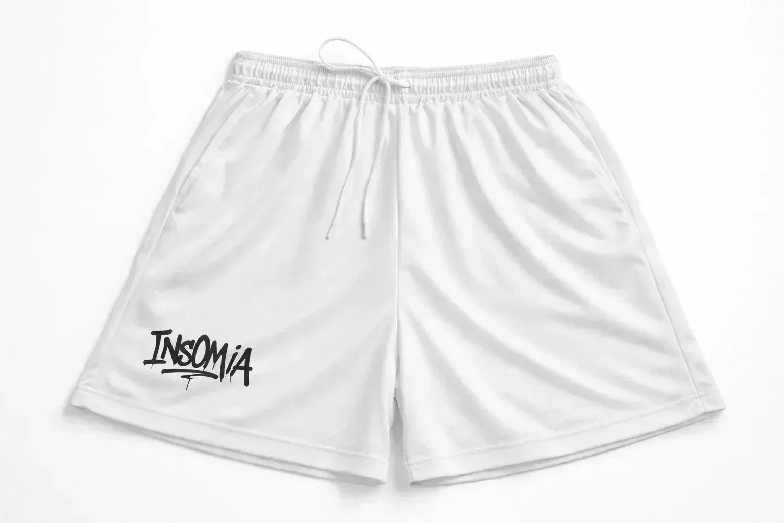 InsOmia mesh short- white(black sign) - InsOmia