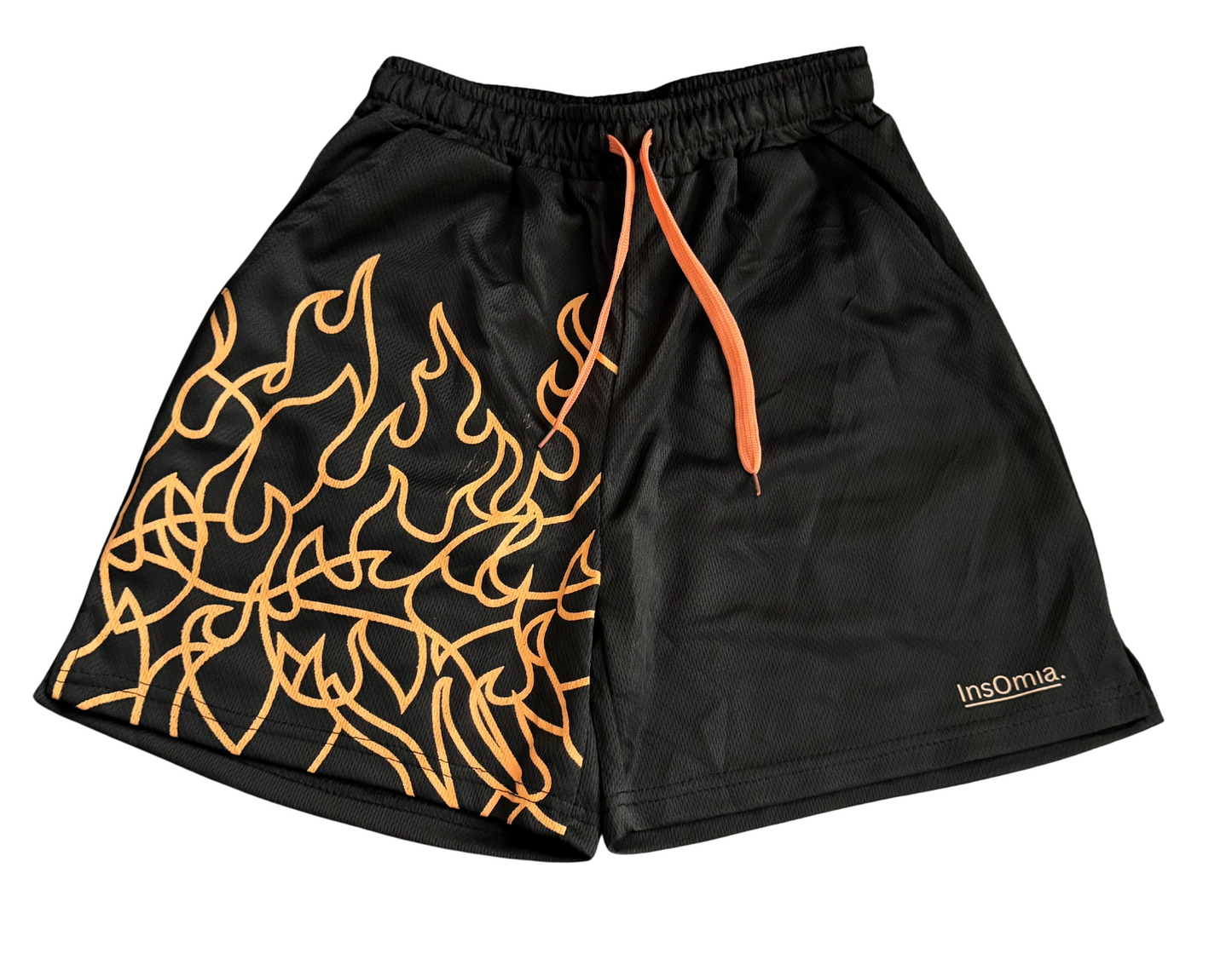 InsOmia collection, Orange Flame Mesh Shorts