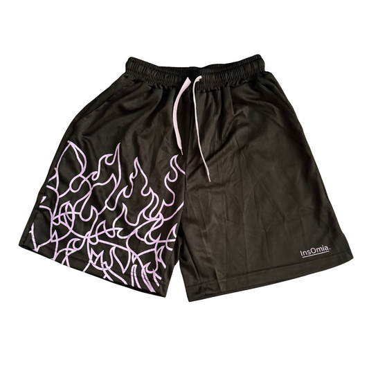InsOmia collection, Purple Flame Mesh Shorts