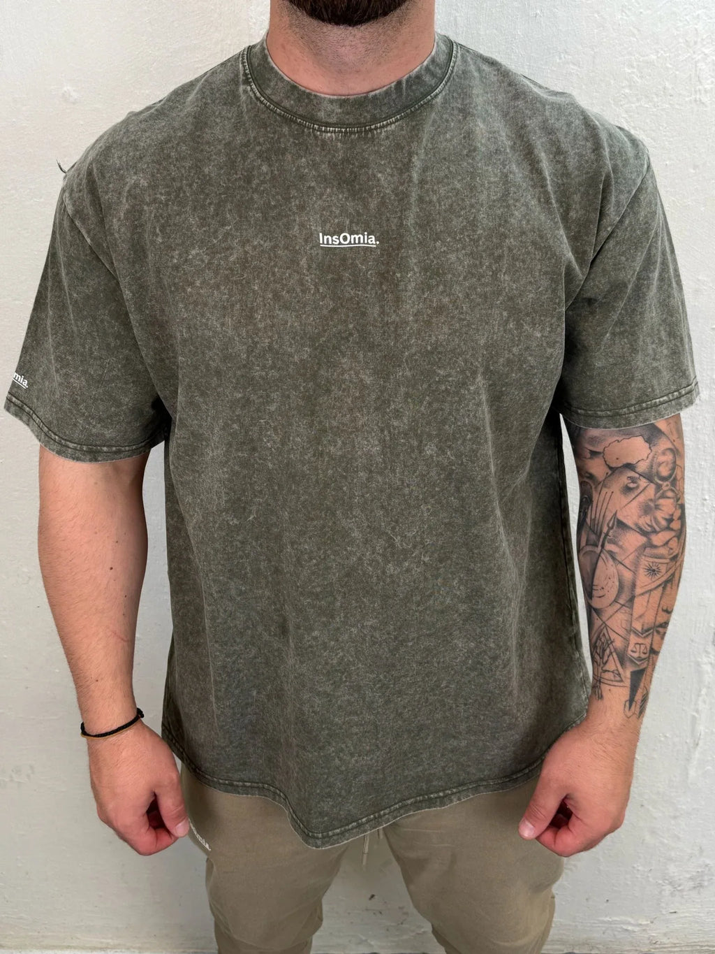 InsOmia Signature Garment Dyed t-shit 230GSM, Color Army Green - InsOmia