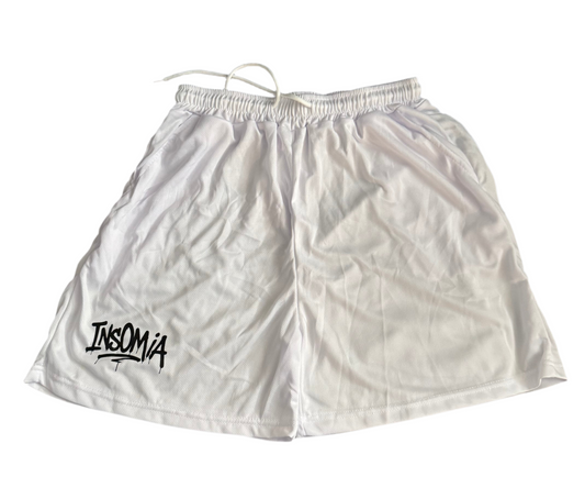 InsOmia mesh short- white(black sign)