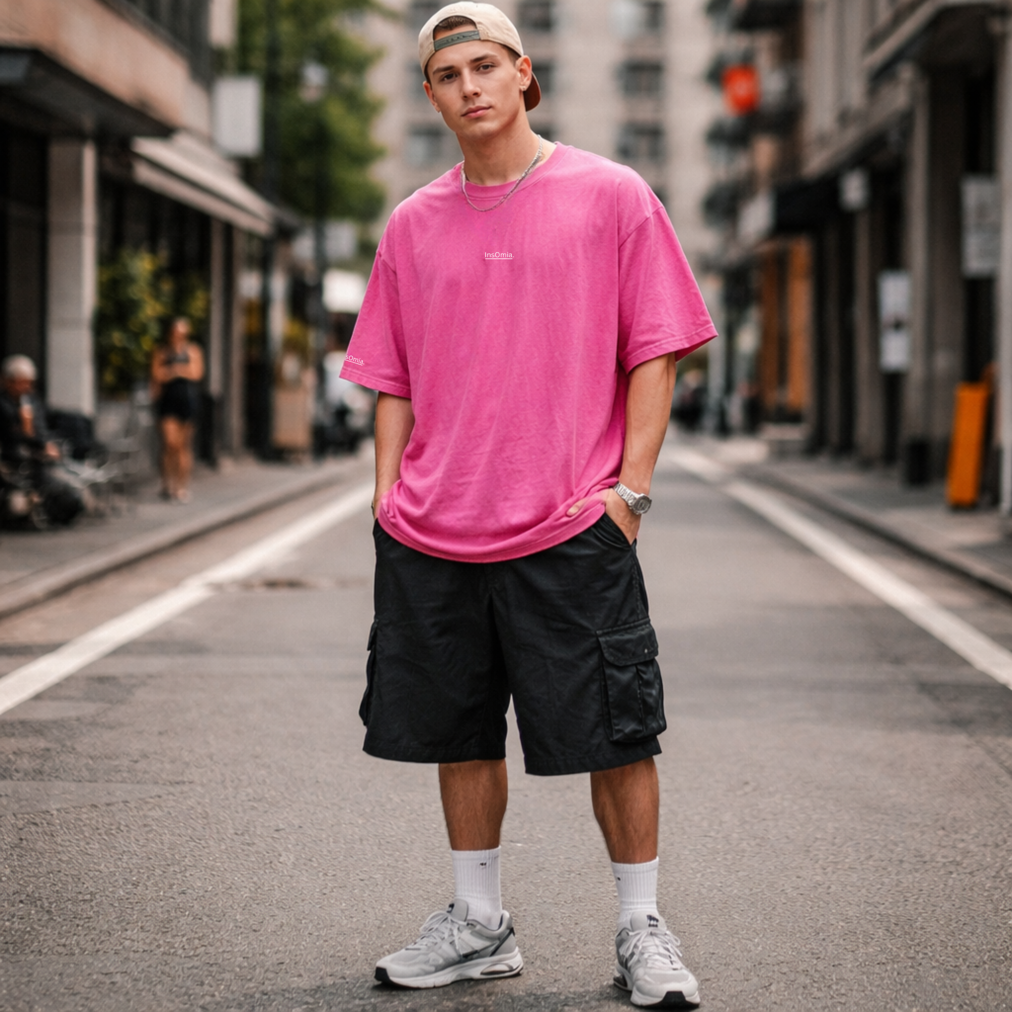 InsOmia Signature Garment Dyed t-shit 230GSM, Color Pink