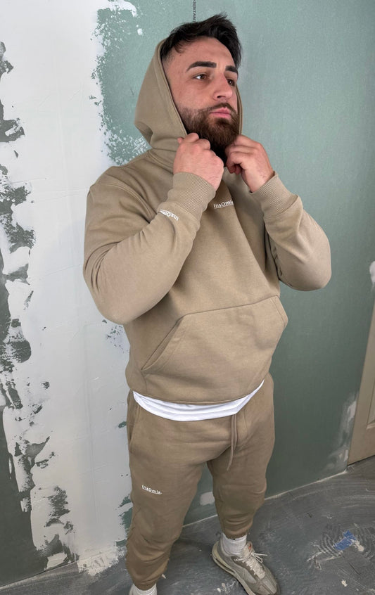 InsOmia Signature Heavyweight Fleece Sweatsuit set, Color Beige