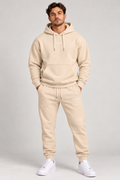 InsOmia hoodie and jogger set in cream, front view