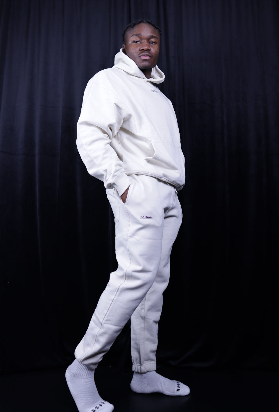InsOmia Signature Heavyweight Fleece Sweatsuit set, Color Ivory