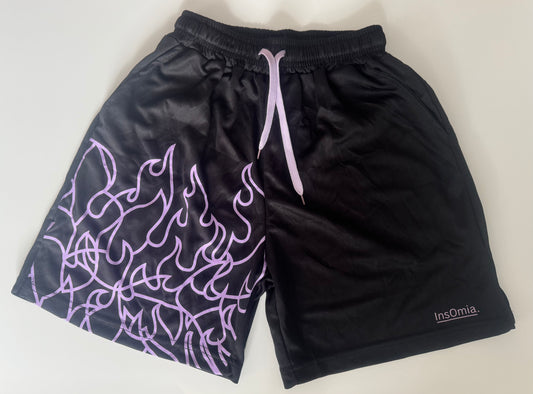 InsOmia collection, Purple Flame Mesh Shorts