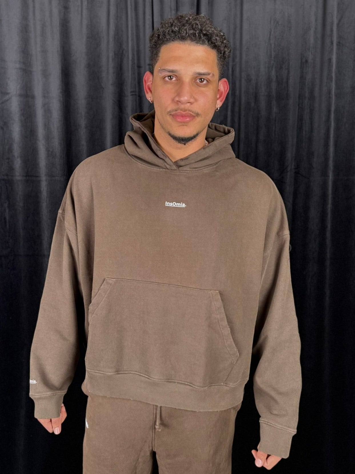 Insomia Signature Heavyweight Oversized Hoodie Color Browm