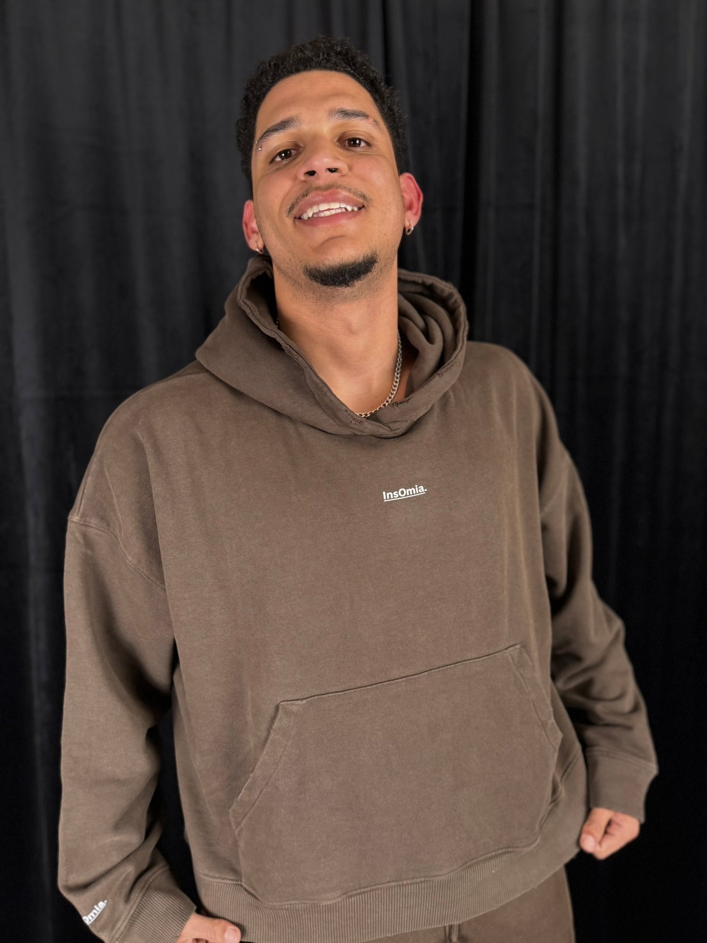 Insomia Signature Heavyweight Oversized Hoodie Color Browm