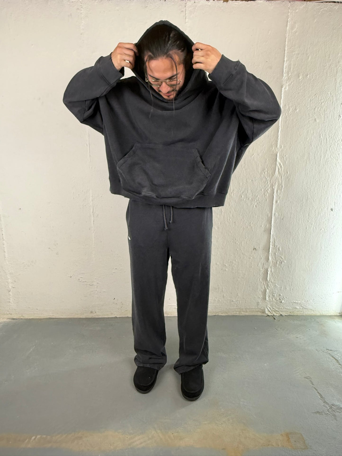 InsOmia Signature Heavyweight Fleece Sweatsuit set, Color Black
