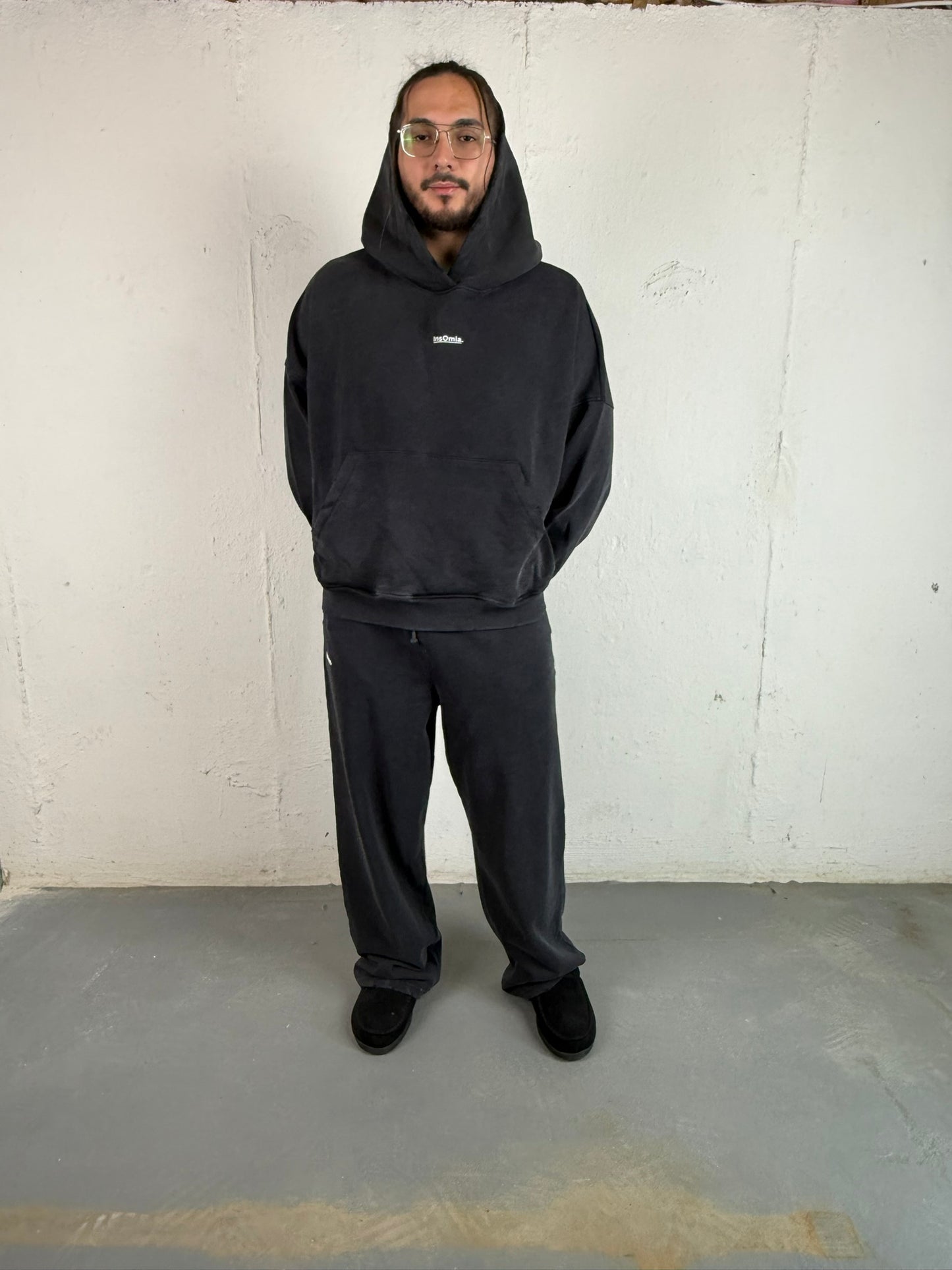 InsOmia Signature Heavyweight Fleece Sweatsuit set, Color Black