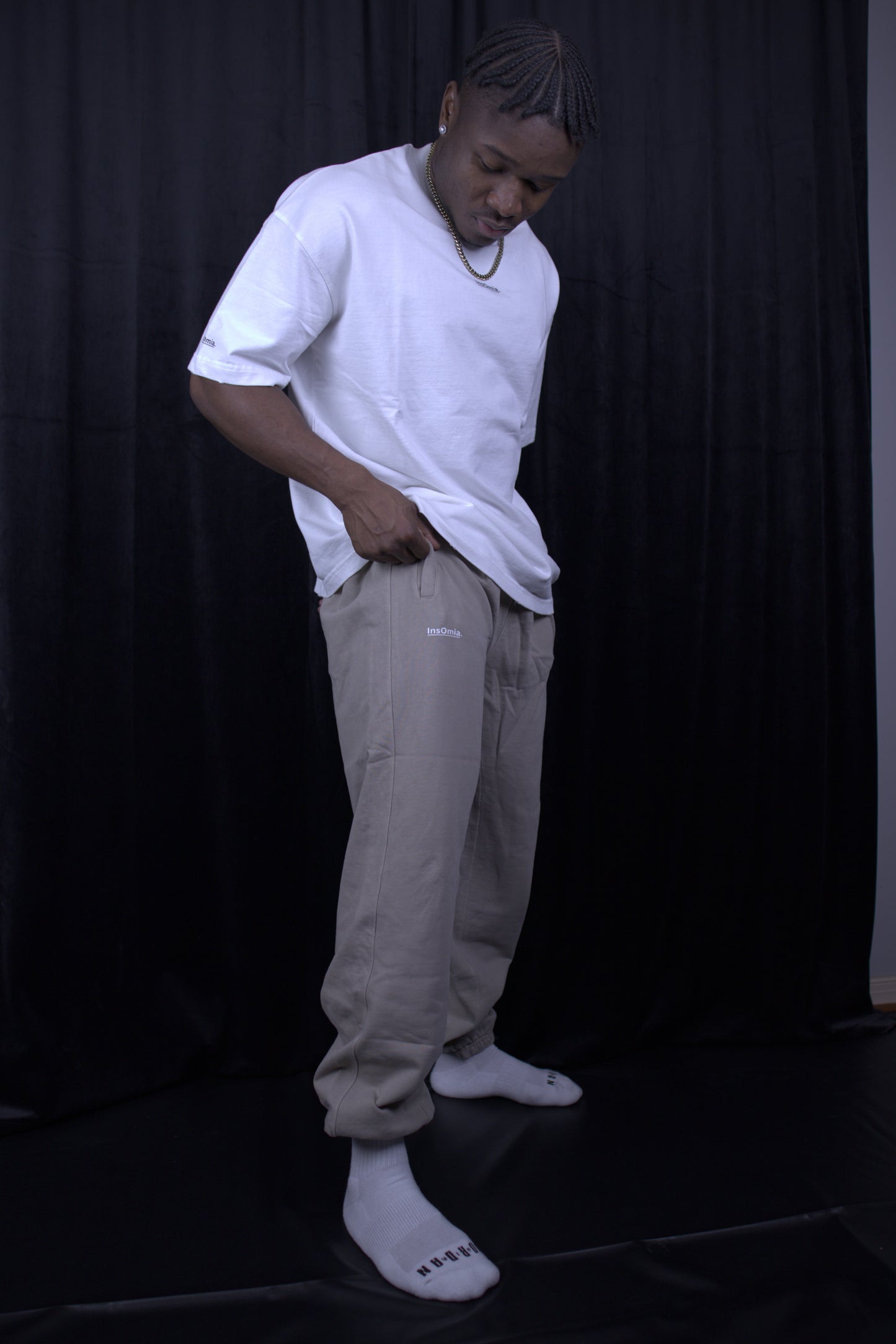 InsOmia Signature Sweatpants, Color Beige