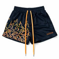 InsOmia collection, Orange Flame Mesh Shorts - InsOmia